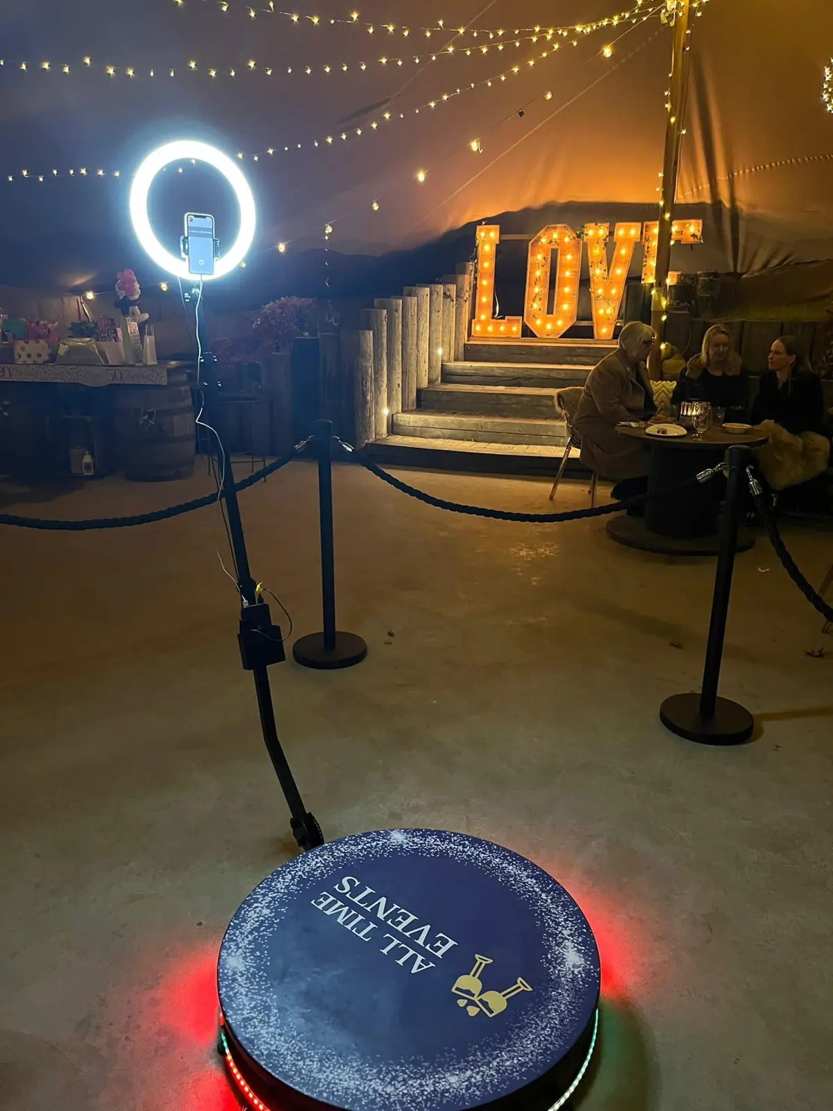 360 photo booth set up for a party in Maidstone